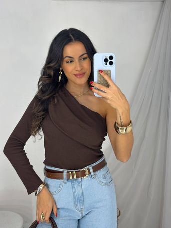 Blusa Um Ombro Só Café Ivy - SUBLIME 