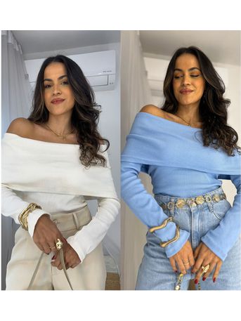 Compre o kit Blusa Ombro a Ombro Off + Azul Bourn