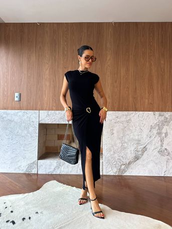 Vestido Midi Preto Luma - SUBLIME 