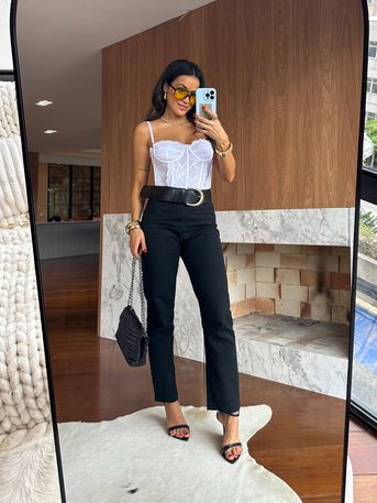 Calça Jeans Reta Mily Preta - SUBLIME 