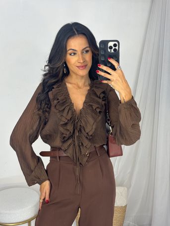 Blusa Plissada Marrom Vana - SUBLIME 
