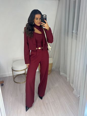 Calça Alfaiataria Wide Leg Vinho Tuty - SUBLIME 