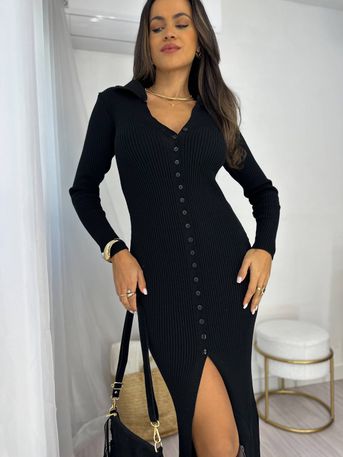Vestido Midi Modal Preto Maluy - SUBLIME 