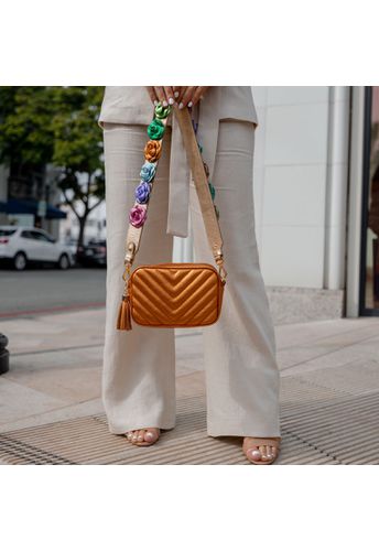 Alça Flowers Couro Mix Metalizado