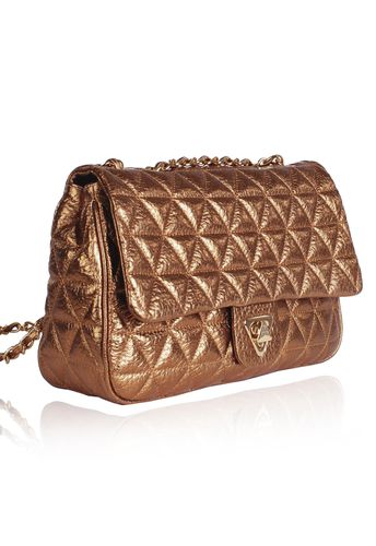 Bolsa Nina Couro Bronze metalizado elefante