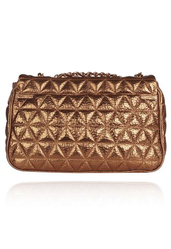 Bolsa Nina Couro Bronze metalizado elefante