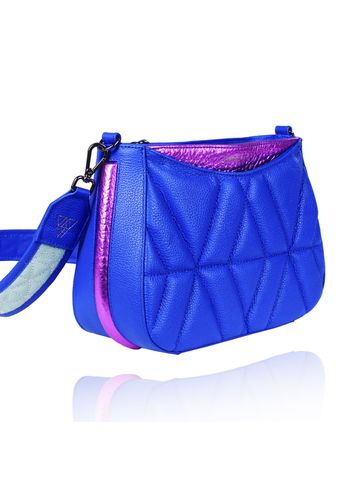 Bolsa Dayana Couro Azul Royal c/ Pink Metalizado e Mint