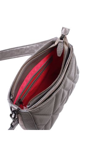 Bolsa Dayana Couro Cinza c/ Grafite Metalizado