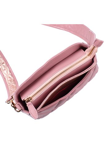 Bolsa Dayana Couro Rosa Antigo c/ Rosê Gold Metalizado
