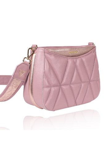 Bolsa Dayana Couro Rosa Antigo c/ Rosê Gold Metalizado