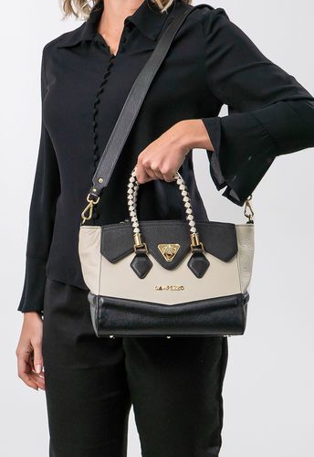 Bolsa Budapeste Preto e Off White