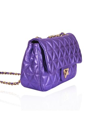 Bolsa Nina Petit Couro Violeta Metalizado