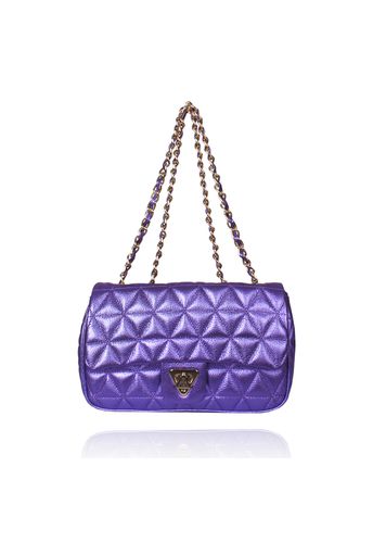 Bolsa Nina Petit Couro Violeta Metalizado