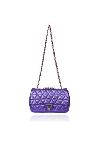 Bolsa Nina Petit Couro Violeta Metalizado