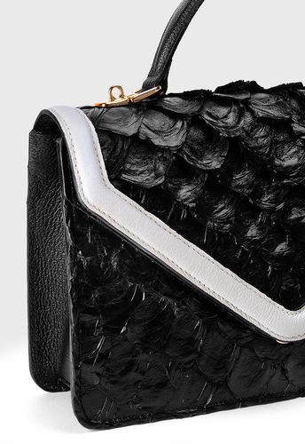 Bolsa Milena Preto com Off White Pirarucu
