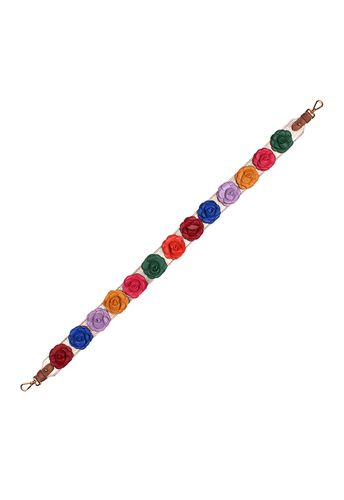 Alça Flowers Couro Ouro Colors