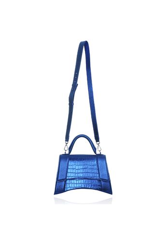 Bolsa Alice Couro Azul Royal Metalizado
