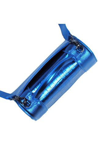 Bolsa Alice Couro Azul Royal Metalizado
