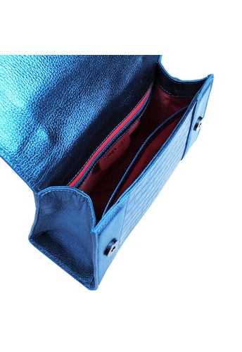Bolsa Alice Couro Azul Royal Metalizado