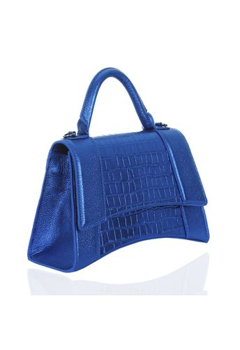 Bolsa Alice Couro Azul Royal Metalizado