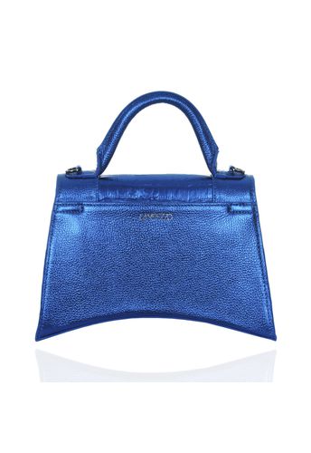 Bolsa Alice Couro Azul Royal Metalizado