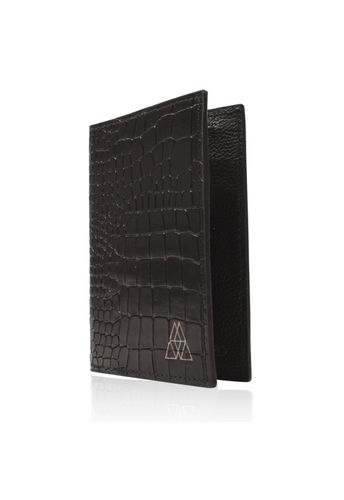 Porta Passaporte Preto Croco