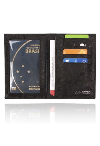 Porta Passaporte Preto Croco