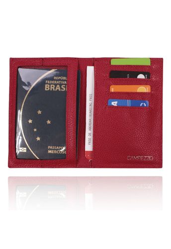 Porta Passaporte Couro Vermelho Snake