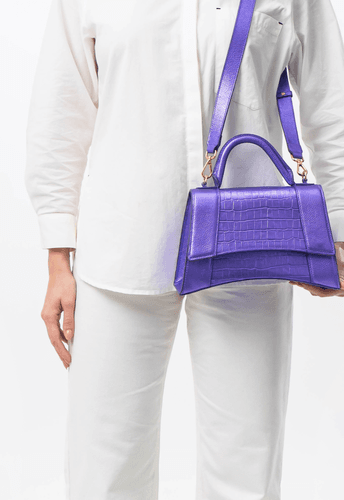 Bolsa Alice Couro Violeta Metalizado