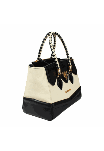 Bolsa Budapeste Preto e Off White