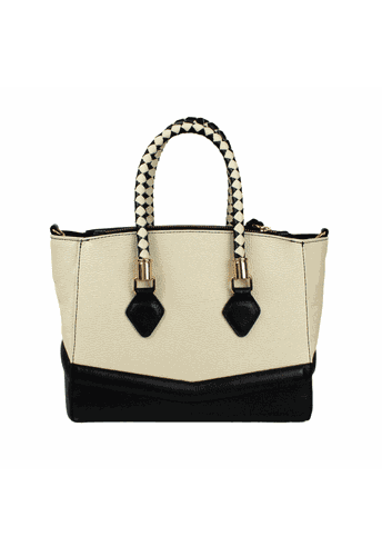 Bolsa Budapeste Preto e Off White