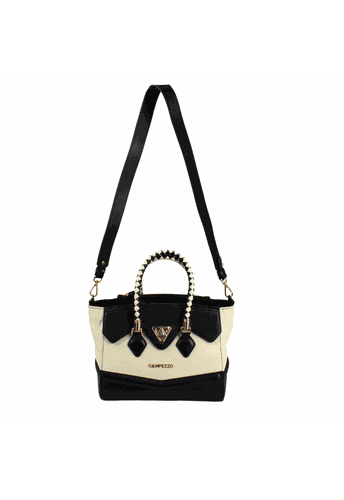 Bolsa Budapeste Preto e Off White