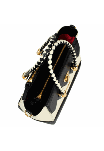 Bolsa Budapeste Preto e Off White