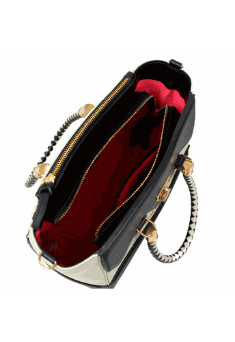 Bolsa Budapeste Preto e Off White