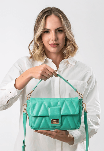 Bolsa Carrie Petit Couro Aqua Green