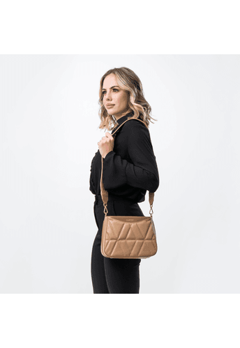 Bolsa Dayana Couro Nude c/ Camel