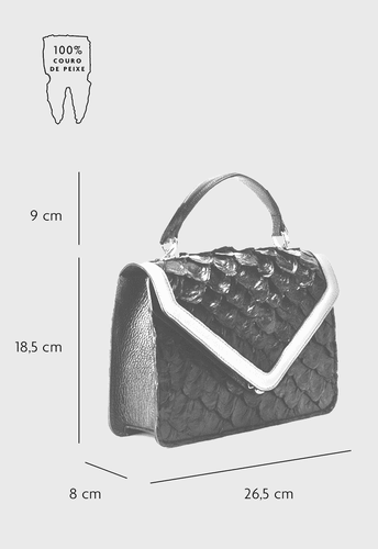 Bolsa Milena Preto com Off White Pirarucu