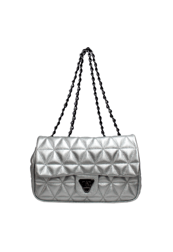 Bolsa Nina Petit Couro Prata Metalizado