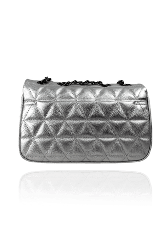 Bolsa Nina Petit Couro Prata Metalizado