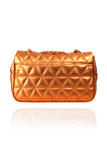 Bolsa Nina Petit Couro Ocre metalizado