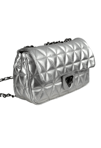 Bolsa Nina Petit Couro Prata Metalizado