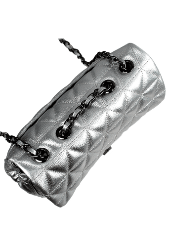 Bolsa Nina Petit Couro Prata Metalizado