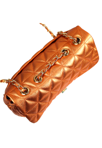Bolsa Nina Petit Couro Ocre metalizado