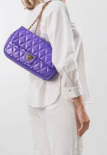 Bolsa Nina Petit Couro Violeta Metalizado