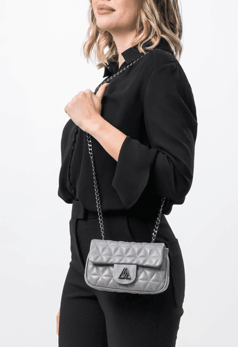 Bolsa Party Couro Cinza