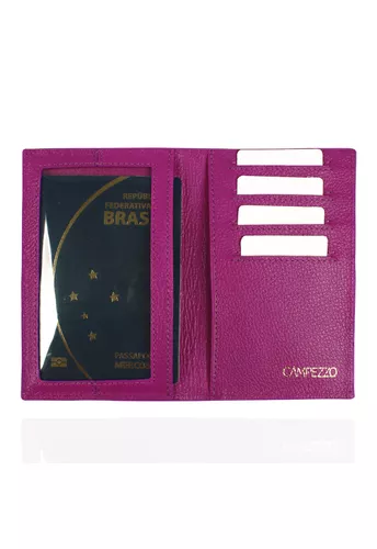 Porta Passaporte Couro Orquídea
