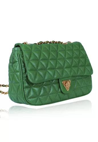 Bolsa Tiracolo Couro Verde Bandeira Matelasse Nina | CAMPEZZO