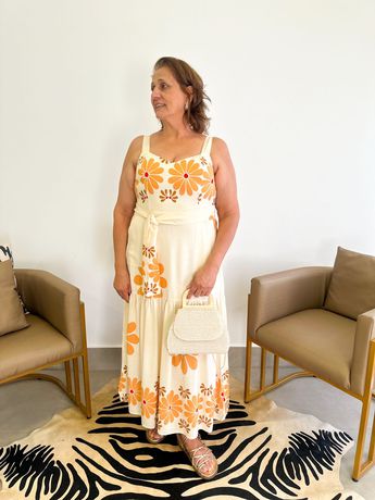Vestido Orquídea laranja - 2366 - Rebeca Azevedo