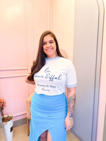 T shirt Catarina Paris branca/azul - 2235 - Rebeca Azevedo