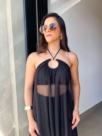 Blusa Liz Preta Transparencia - 8164 - Rebeca Azevedo